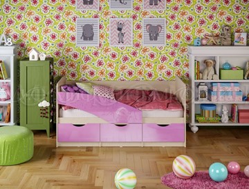 Кровать в детскую Бабочки 800*1600, Сиреневый глянец в Вологде