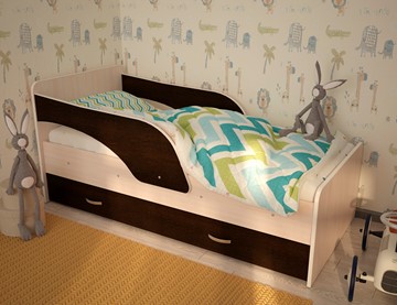 1-спальная детская кровать Максимка, корпус Млечный дуб, фасад Венге в Вологде