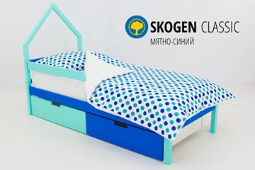Детская кровать-домик мини Skogen мятно-синий в Вологде