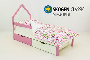 Кровать-домик в детскую мини Skogen белый-лаванда в Вологде