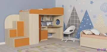 Детская кровать-шкаф Кадет-1, корпус Дуб, фасад Оранжевый в Вологде