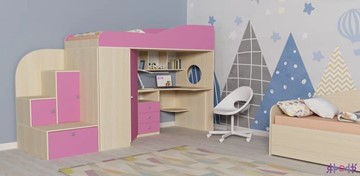 Детская кровать-шкаф Кадет-1, корпус Дуб, фасад Розовый в Вологде