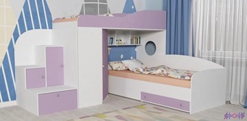 Детская кровать-шкаф Кадет-2, корпус Белое дерево, фасад Ирис в Вологде