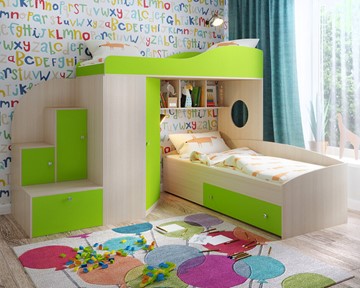Детская кровать-шкаф Кадет-2, корпус Дуб, фасад Лайм в Вологде