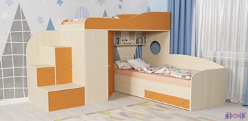 Детская кровать-шкаф Кадет-2, корпус Дуб, фасад Оранжевый в Вологде