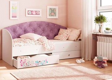 Детская кровать с ящиками Эльза без бортика, Фиолетовый (щиты) в Вологде