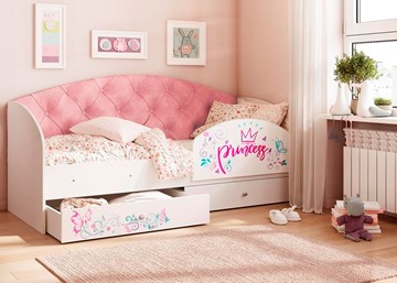 Детская кровать Эльза с бортиком, Розовый (щиты) в Вологде