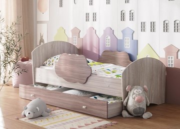 1-спальная детская кровать Тучка с ящиком, корпус Ясень Шимо светлый, фасад Ясень Шимо темный в Вологде