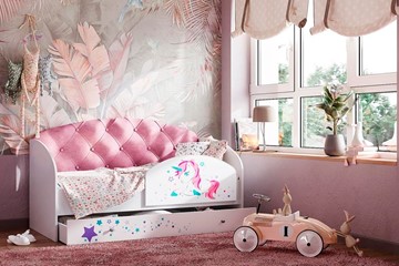 Кровать детская односпальная Звездочка с бортиком, Розовый в Вологде