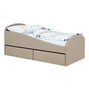 Мягкая кровать с ящиками Letmo 190х80 песочный (рогожка) в Вологде