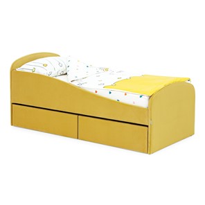 Детская кровать с ящиками Letmo 190х80 горчичный (велюр) в Вологде