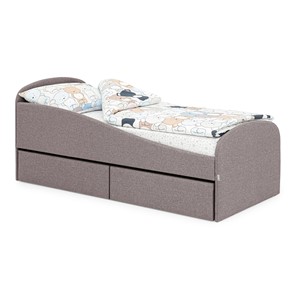 1-спальная детская кровать с ящиками Letmo 190х80 серо-коричневый (рогожка) в Вологде