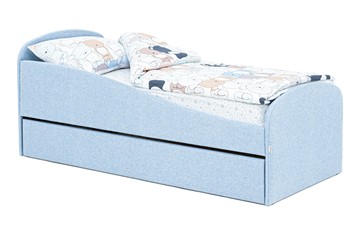 Мягкая кровать с ящиком Letmo небесный (рогожка) в Вологде