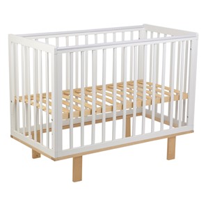 Кровать для новорожденных серия 3400 POLINI Kids Simple 340 Белый / Натуральный в Вологде