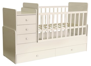 Кровать для новорожденных с комодом POLINI Kids Simple 1100 Слоновая кость в Вологде