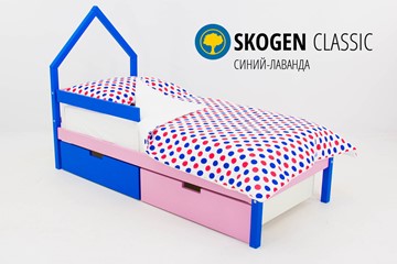 Кровать-домик детская мини Skogen синий-лаванда в Вологде