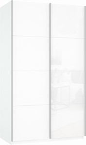 Шкаф-купе Прайм (ДСП/Белое стекло) 1200x570x2300, белый снег в Вологде