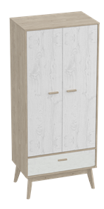 Шкаф для одежды Калгари, Дуб натуральный светлый/Белый матовый в Вологде