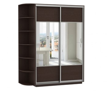 Шкаф 2-х дверный Экспресс (Комби), со стеллажом 1500x600x2400, венге в Вологде