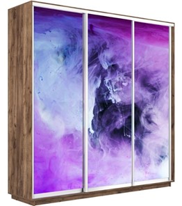Шкаф 3-х створчатый Экспресс 2400х600х2200, Фиолетовый дым/дуб табачный в Вологде