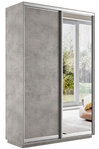 Шкаф 2-дверный Экспресс (ДСП/Зеркало) 1400х450х2200, бетон в Вологде