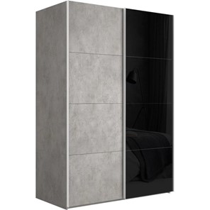 Шкаф 2-дверный Е1 Эста (ДСП/Стекло черное) 1800x660x2200, бетон в Вологде