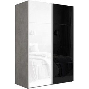 Шкаф 2-дверный Эста (Стекло белое/Стекло черное) 1800x660x2200, бетон в Вологде