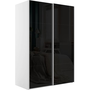Шкаф 2-х дверный Эста (Стекло черное/Стекло черное) 1600x660x2200, белый снег в Вологде