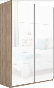 Шкаф 2-х дверный Прайм (Белое стекло/Белое стекло) 1200x570x2300, дуб сонома в Вологде