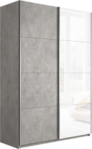 Шкаф 2-створчатый Прайм (ДСП/Белое стекло) 1400x570x2300, бетон в Вологде