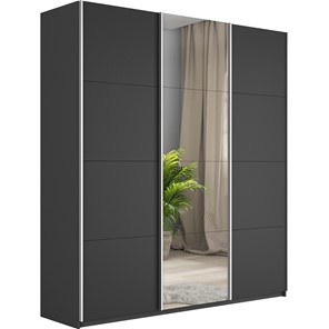 Шкаф 3-дверный Широкий Прайм (2 ДСП / Зеркало) 2400x570x2300,  Серый диамант в Вологде