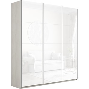 Шкаф Е1 Широкий Прайм (Белое стекло) 2400x570x2300,  Ясень Анкор светлый в Вологде
