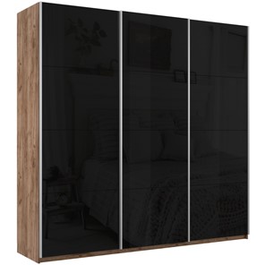 Шкаф Широкий Прайм (Черное стекло) 2400x570x2300, Крафт Табачный в Вологде