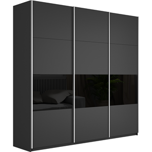 Шкаф Е1 Широкий Прайм (ДСП / Черное стекло) 2400x570x2300, Серый диамант в Вологде