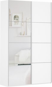 Шкаф 2-створчатый Прайм (ДСП/Зеркало) 1200x570x2300, белый снег в Вологде