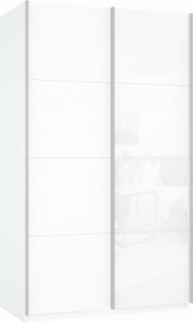 Шкаф-купе 2-х дверный Прайм (ДСП/Белое стекло) 1400x570x2300, белый снег в Вологде