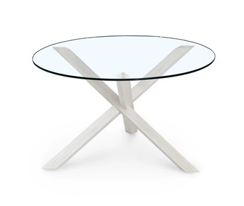 Стеклянный столик в зал Оникс-3, Выбеленный дуб/Прозрачное стекло в Вологде