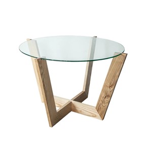 Стеклянный столик в гостиную Оникс-10, Натуральный массив/Прозрачное стекло в Вологде