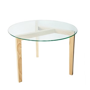 Стеклянный столик Оникс-7, Натуральный массив/Прозрачное стекло в Вологде