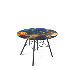Круглый столик SHT-S100 / SHT-TT32 60 стекло/МДФ (синий сапфир/черный муар) в Вологде