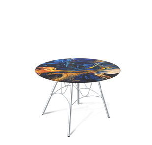 Круглый столик SHT-S100 / SHT-TT32 60 стекло/МДФ (синий сапфир/хром лак) в Вологде