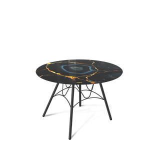 Круглый столик SHT-S100 / SHT-TT32 60 стекло/МДФ (титановый кварц/черный муар) в Вологде