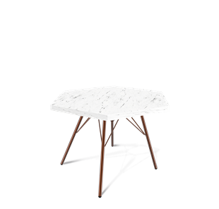 Шестигранный столик SHT-S37 / SHT-ТT20 60 ЛДСП (мрамор каррара белый/медный металлик) в Вологде