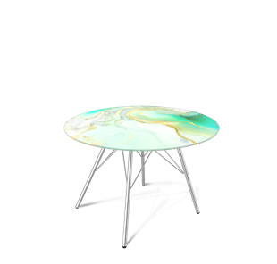 Круглый столик SHT-S37 / SHT-TT32 60 стекло/МДФ (лазурно голубой/хром лак) в Вологде