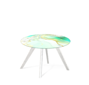 Круглый столик SHT-S39 / SHT-TT32 60 стекло/МДФ (лазурно голубой/белый/патина серебро) в Вологде