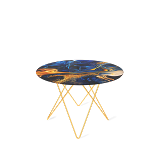 Круглый столик SHT-TU37 / SHT-TT32 60 стекло/МДФ (синий сапфир/золото) в Вологде