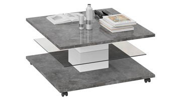 Квадратный журнальный стол Diamond тип 1 (Белый/Ателье темный глянец) в Вологде