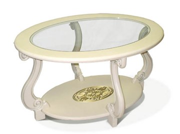 Стеклянный столик Мебелик Овация-С, слоновая кость в Вологде