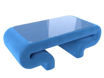 Стеклянный столик Волна, голубой (велюр) в Вологде