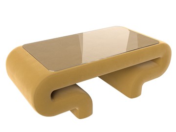 Стеклянный столик Волна, желтый (микровельвет) в Вологде